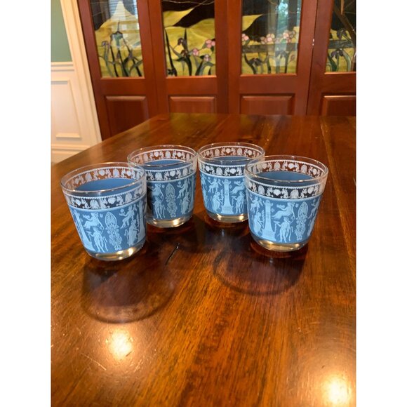 Vintage Jeanette Hellenic Jasperware Lowball Scotch Glasses. - Picture 12 of 15